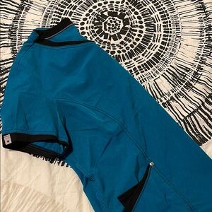 Teal Scrub Top with Black Accents